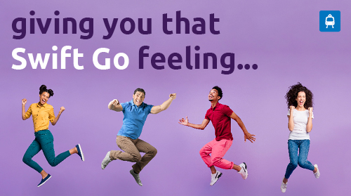 Giving you that Swift Go feeling... - people jumping in the air with excitement