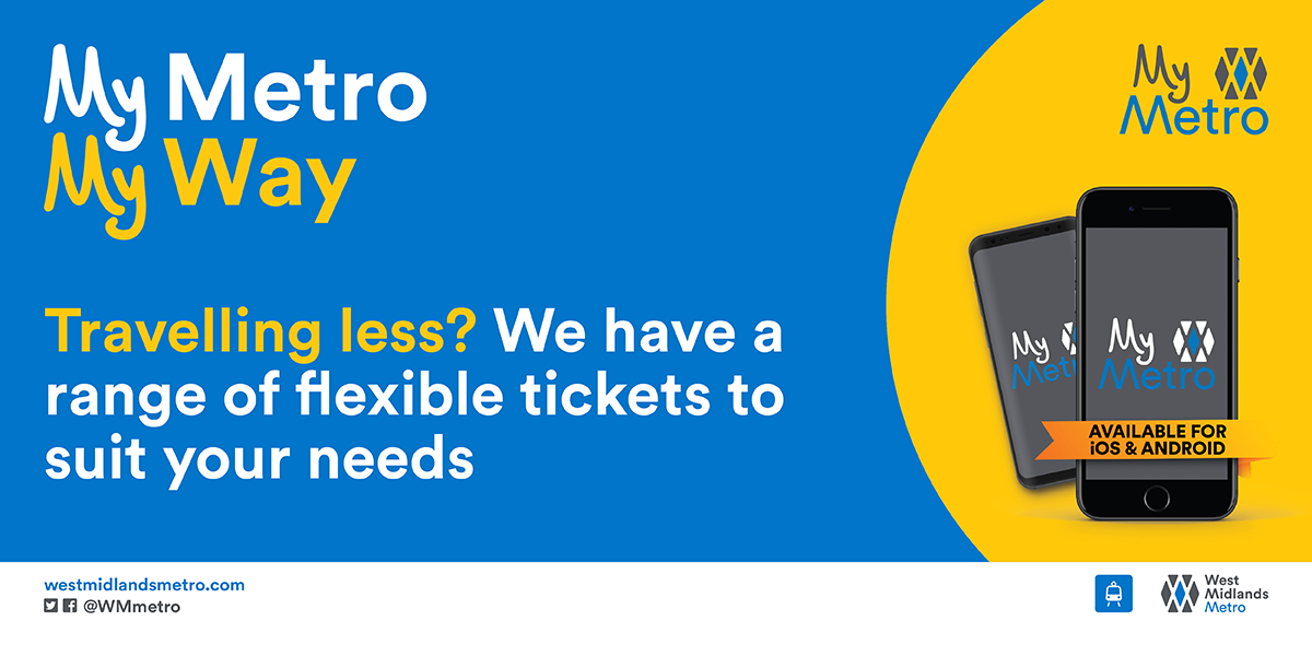 My Metro My Way - Travelling less? We have a range of flexible tickets to suit your needs - two phones with MyMetro logo on screen