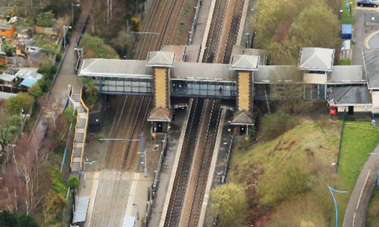 Birds eye view of tram tracks at the Hawthornes