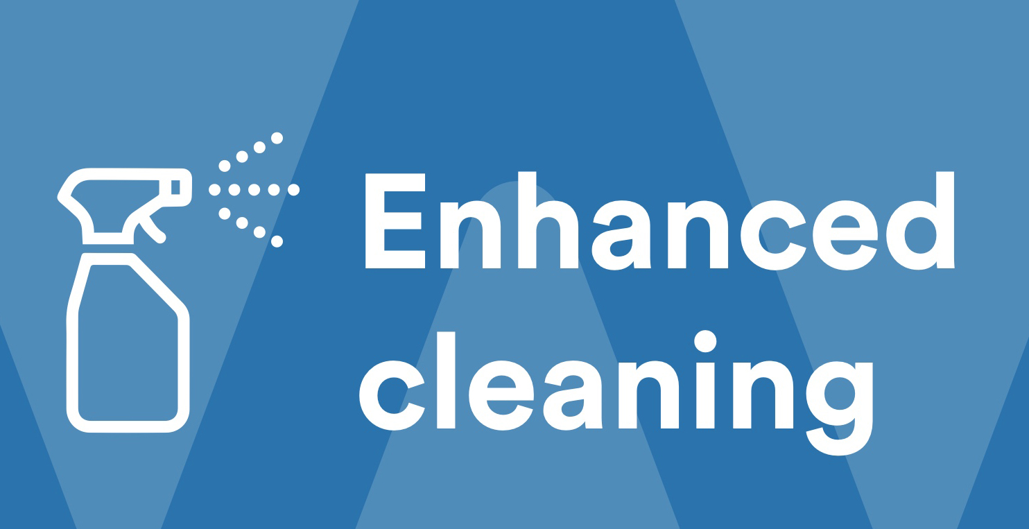 Enhanced cleaning infographic with spray bottle