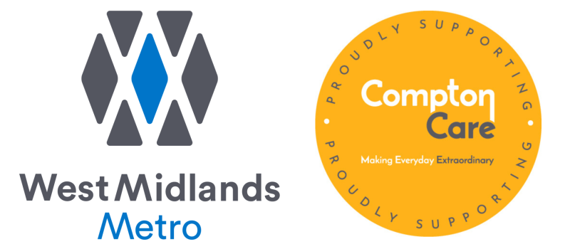 West Midlands Metro logo and Compton Care logo