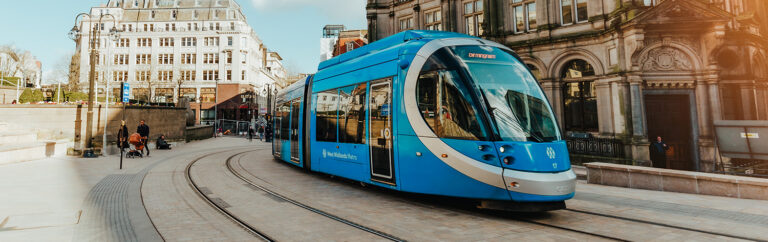 A picture of a tram towards Town Hall tram stop