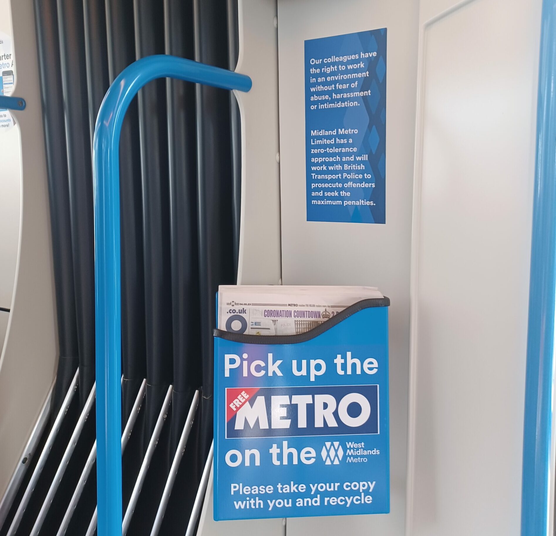 a picture of the metro newspaper which are available on the trams