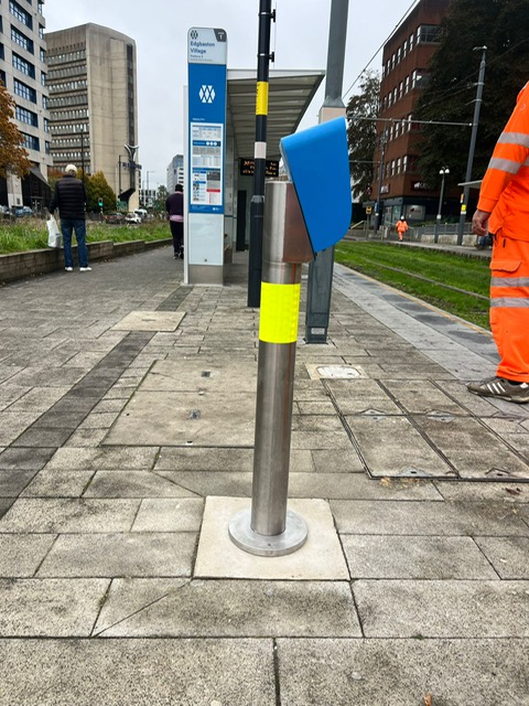 Validator poles are now being installed at tram stops across the network,